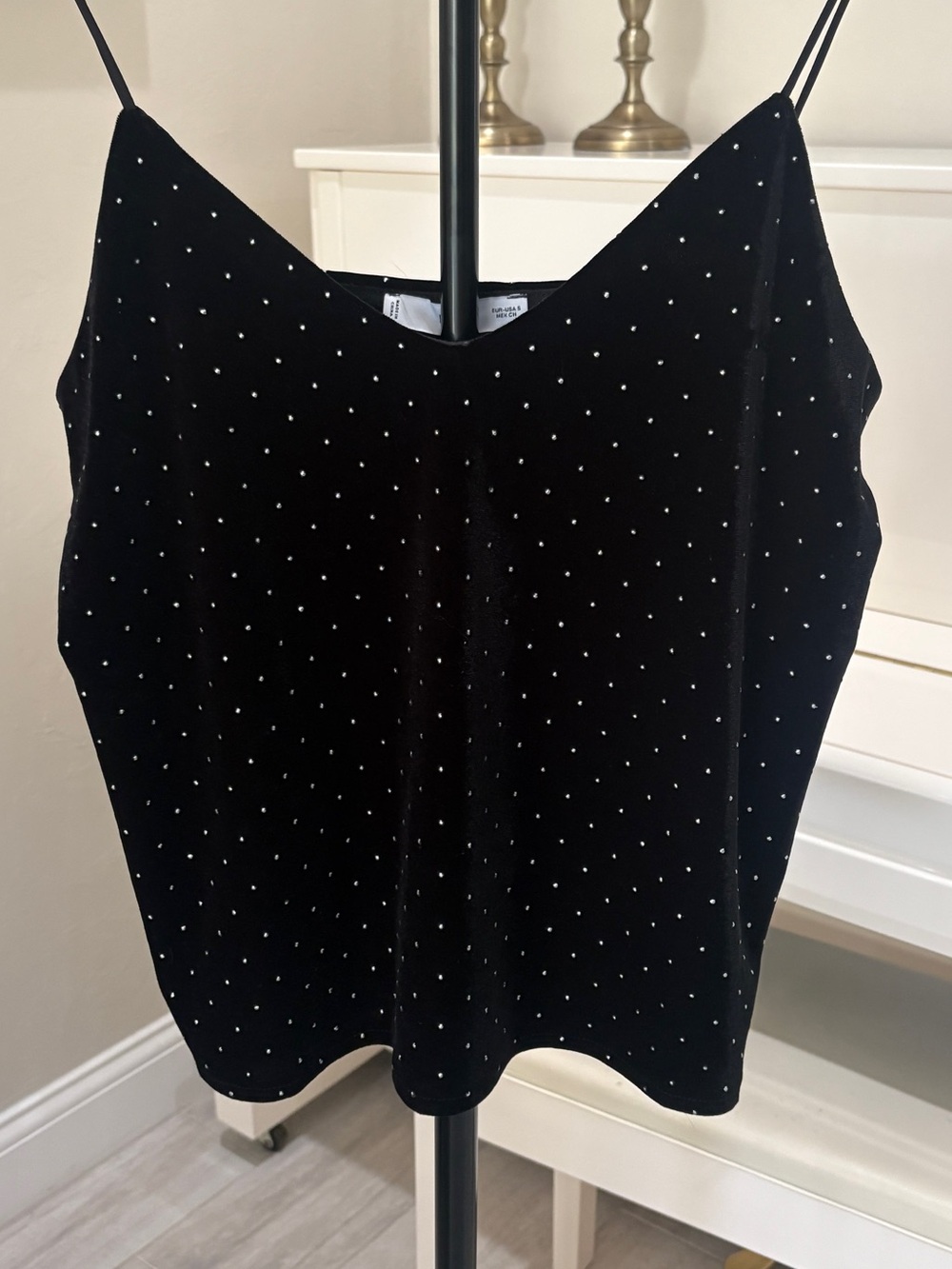 MANGO MNG black velvet camisole with embellishments
